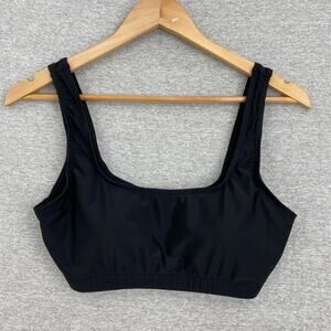 Swim Top Womens Medium Black Swimsuit Tank Tankini Beach Pullover Lined Spandex